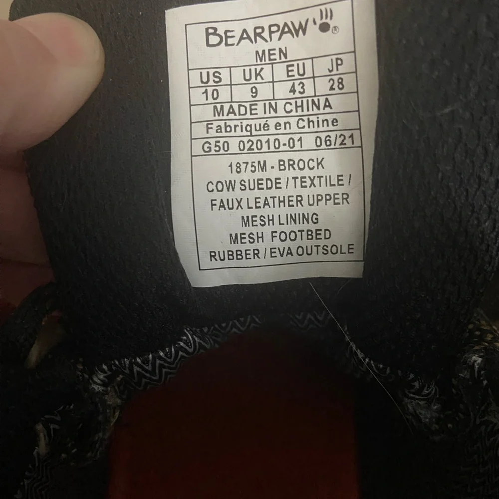 BearPaw Men's Tan and Black Hiking Boots Size 10